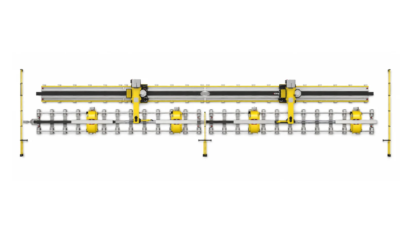 Structural steel welding with two inverted robots on a 24-metre slider