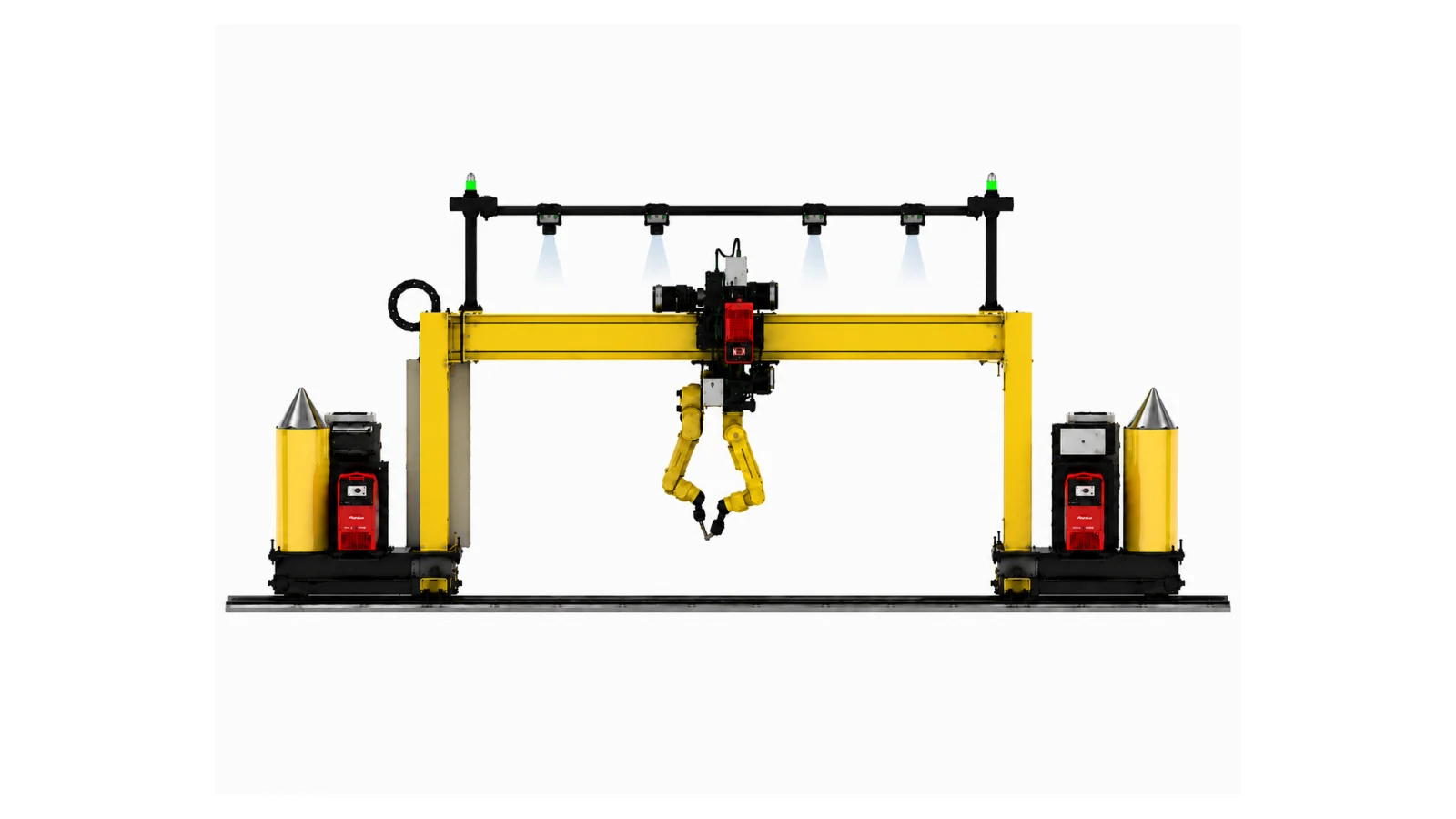 Shipyard portal welding system equipped with a four-camera scanning system