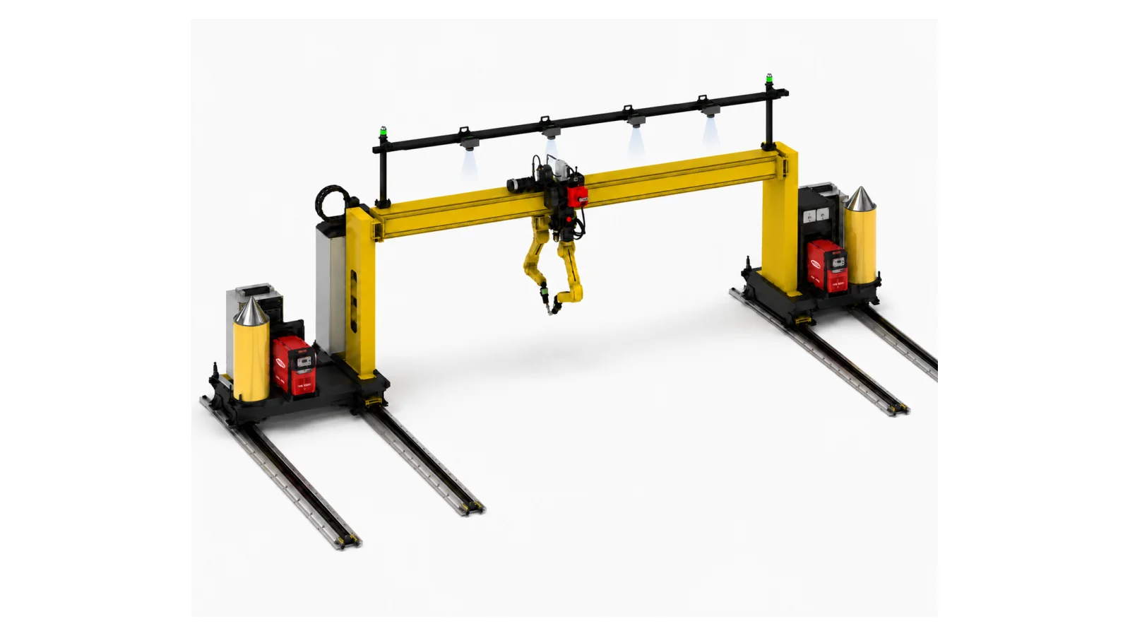Shipyard portal welding system equipped with a four-camera scanning system