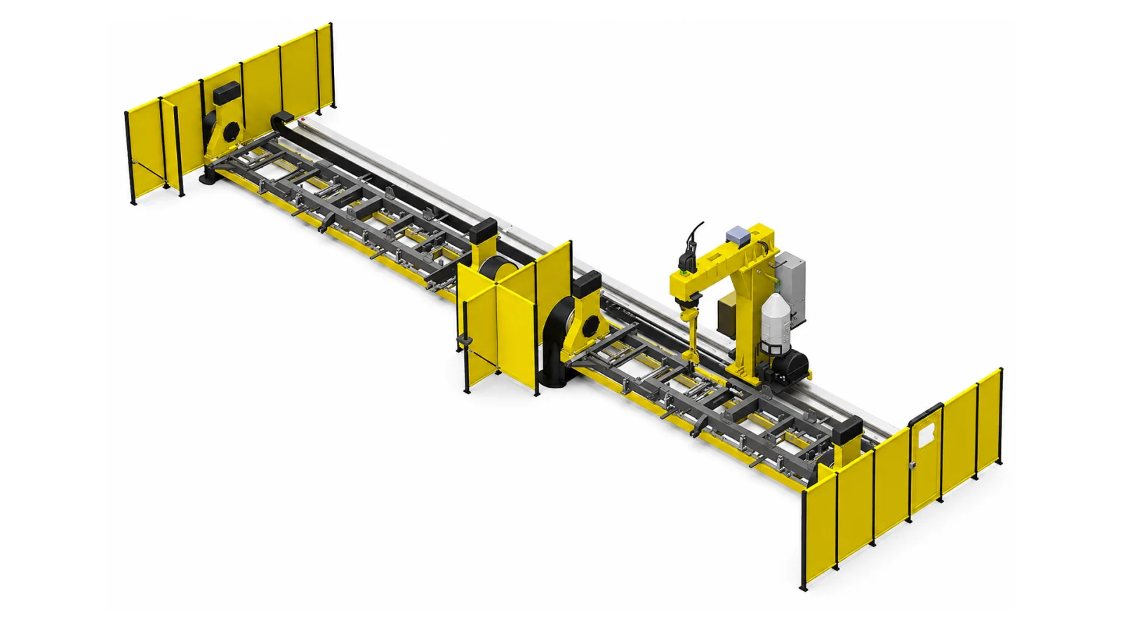 18 metre senkron slider ve ters boom üzerinde treyler şase kaynağı