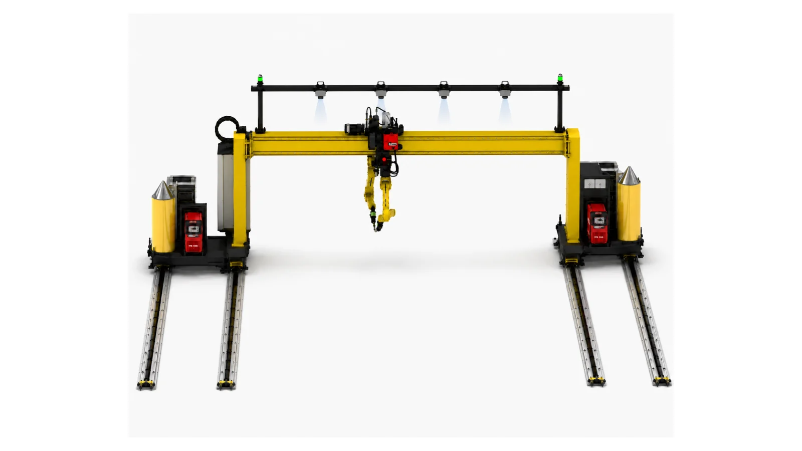 Shipyard portal welding system equipped with a four-camera scanning system